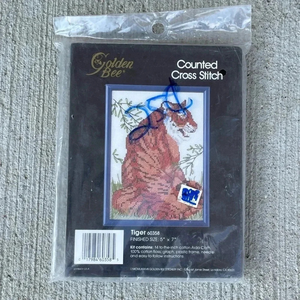 Vintage Golden Bee Tiger Cross Stitch Kit Big Cat Safari African Lion